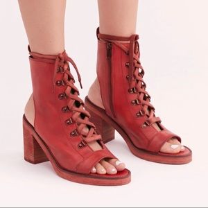 Free people red open toe boots
